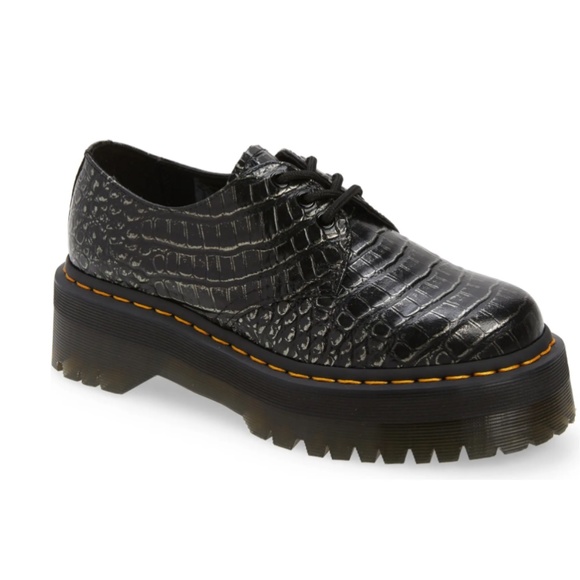 NIB $150 Dr. Martens 1461 Quad Croc Print Platform Derby in 7US / 5UK!